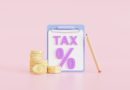 Concept tax payment. Coins and the tax form on pink background.  Data analysis, paperwork, financial research report, 3d render illustration